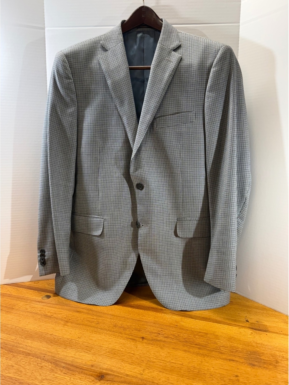 Peter Millar Men 100% Wool Blazer Sport Coat Suit Jacket Blue Houndstooth 40R